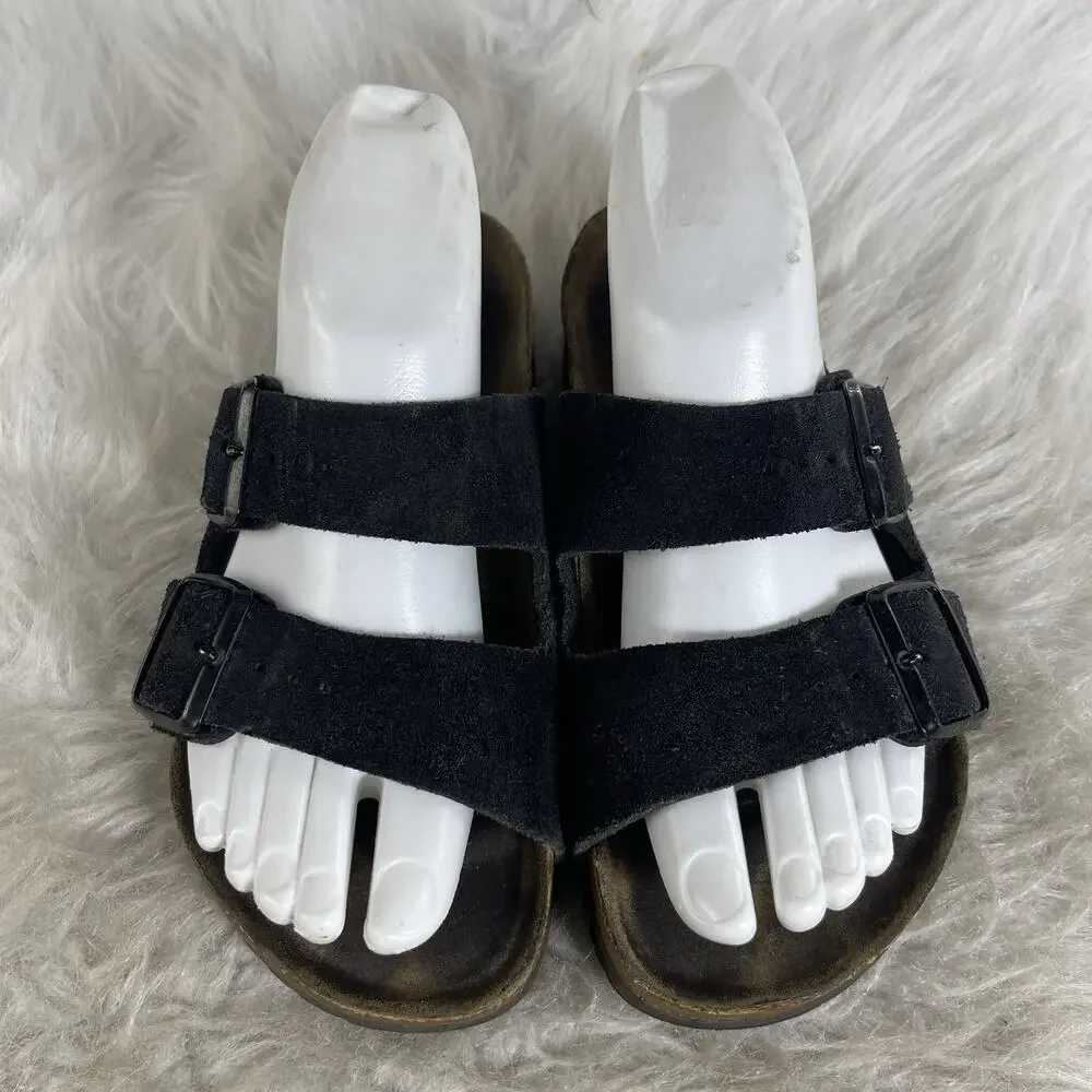 Birkenstock Arizona Black Suede Sandals EU 35 US 4-4.5 Narrow Germany